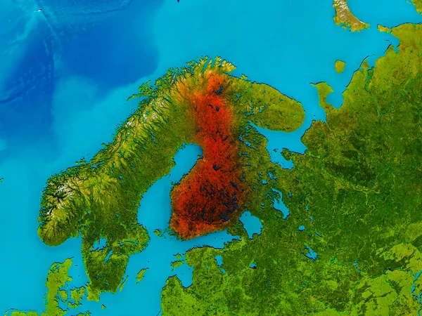 Finlandia en el mapa físico —  Fotos de Stock
