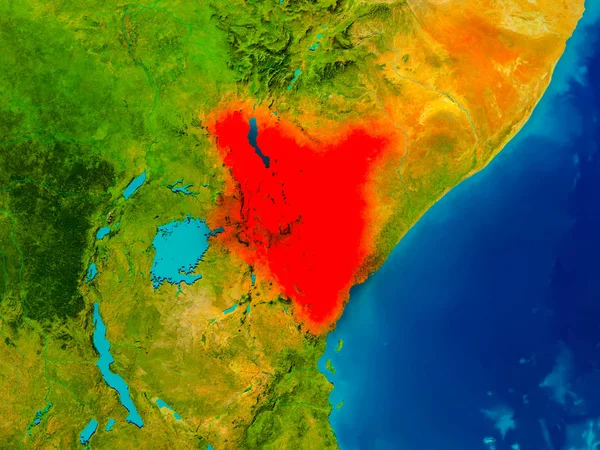 Kenya on physical map — Stock Photo, Image