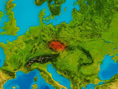 Çek Cumhuriyeti fiziksel harita üzerinde