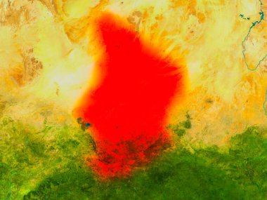 Chad fiziksel harita üzerinde