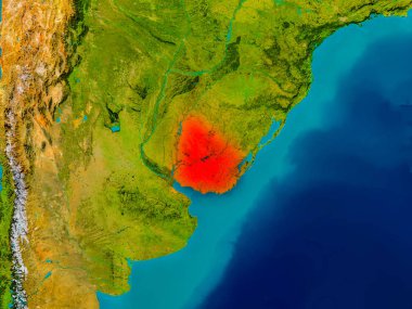 Uruguay fiziksel harita üzerinde