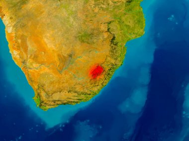 Lesotho fiziksel harita üzerinde