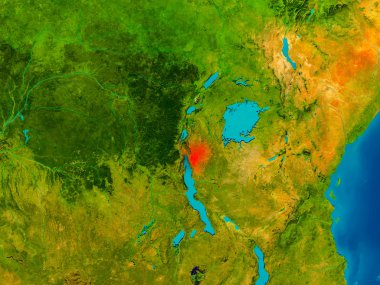 Burundi fiziksel harita üzerinde