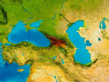 Gürcistan fiziksel harita üzerinde