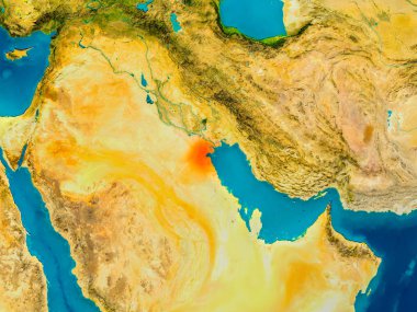 Kuveyt fiziksel harita üzerinde