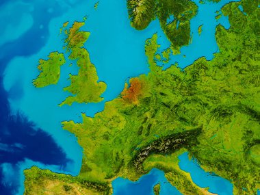 Hollanda fiziksel harita üzerinde