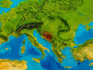 Bosna fiziksel harita üzerinde