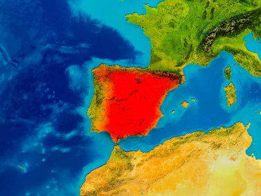 İspanya fiziksel harita üzerinde