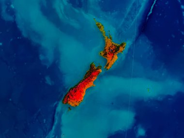 Fiziksel haritada Yeni Zelanda