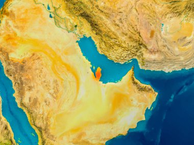 Qatar on physical map