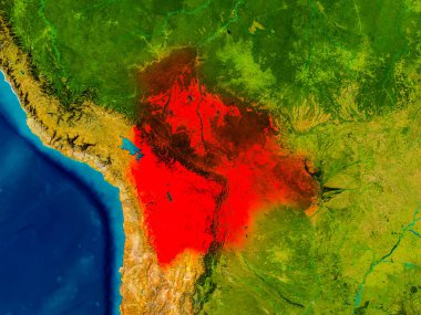 Bolivya fiziksel harita üzerinde