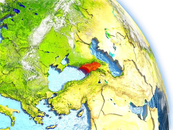Georgië op model van aarde — Stockfoto