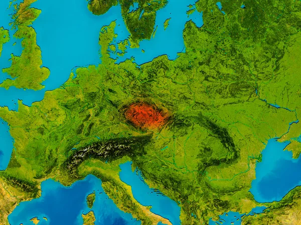 Çek Cumhuriyeti fiziksel harita üzerinde