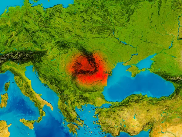 Румыния на физической карте — стоковое фото