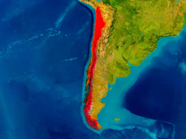 Chile na mapie fizycznej — Zdjęcie stockowe