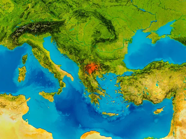 Makedonya fiziksel harita üzerinde — Stok fotoğraf