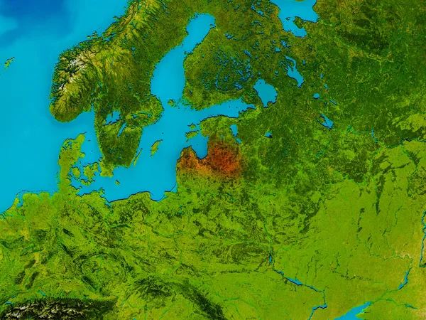 Łotwa na Mapa fizyczna — Zdjęcie stockowe