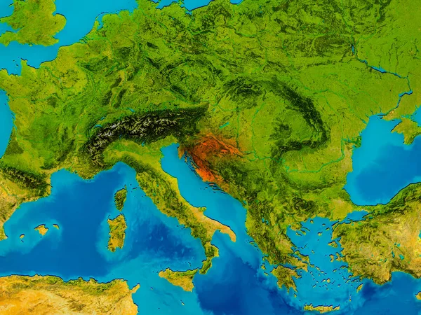 Croácia no mapa físico — Fotografia de Stock