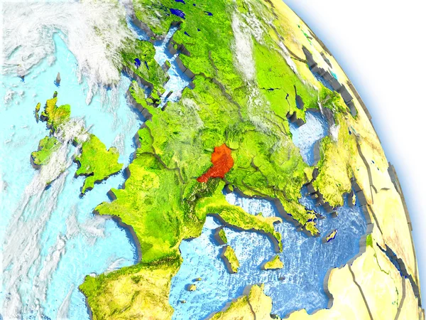 Австрія на моделі Землі — стокове фото