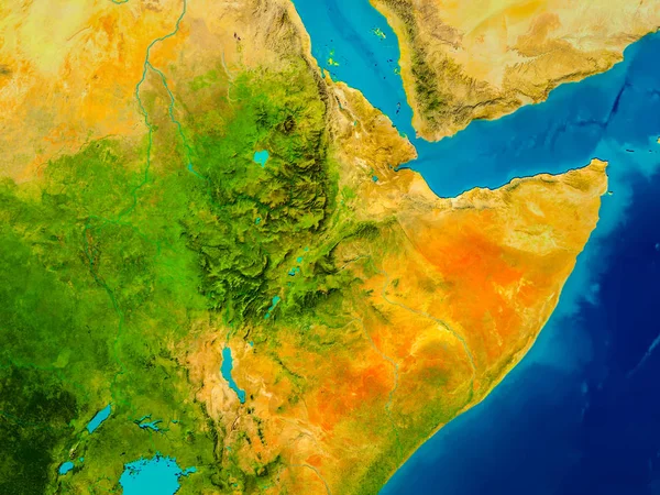 Ethiopia on physical map — стокове фото