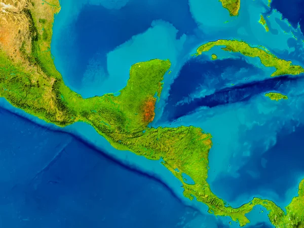 Belize fiziksel harita üzerinde — Stok fotoğraf