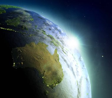 Avustralya gündoğumu sırasında uzaydan