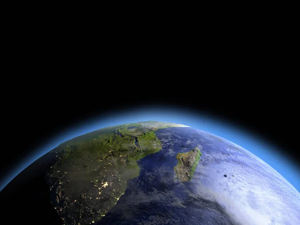 Matin au-dessus de l'Afrique du Sud depuis l'espace — Photo