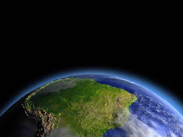 Reggel felett Dél-Amerikában az űrből — Stock Fotó