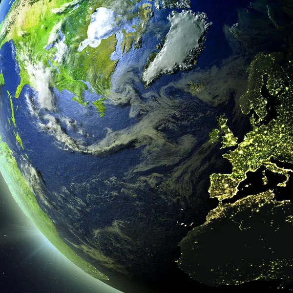 Európa és Észak-Amerikában az űrből — Stock Fotó