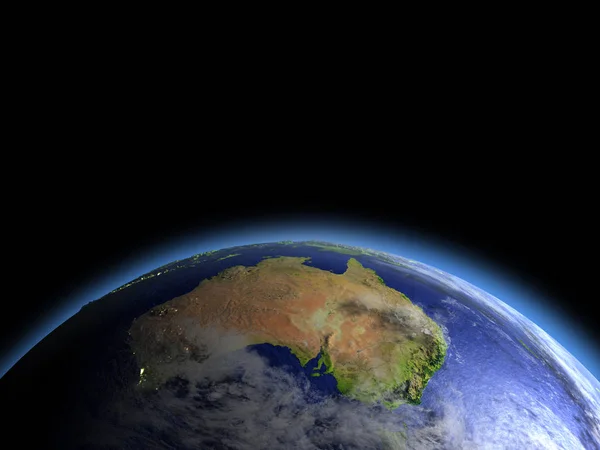 Утром над Австралией из космоса — стоковое фото