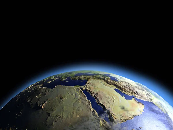 Mañana sobre Oriente Medio desde el espacio —  Fotos de Stock