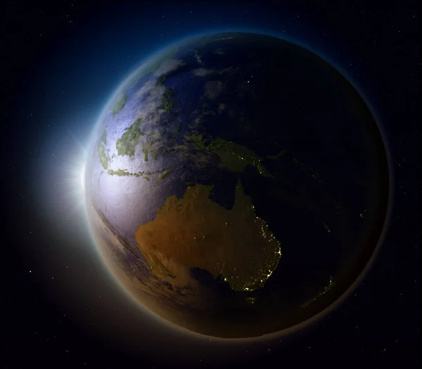 宇宙からオーストラリアの上夕日 — ストック写真