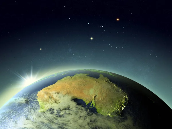 Solnedgången över Australien från rymden — Stockfoto
