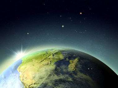 Günbatımı Güney Afrika uzaydan yukarıda
