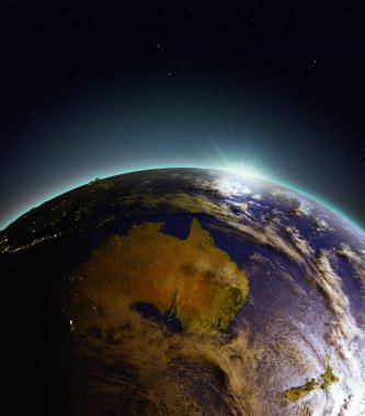 Uzaydan gelen Avustralya yukarıda gündoğumu