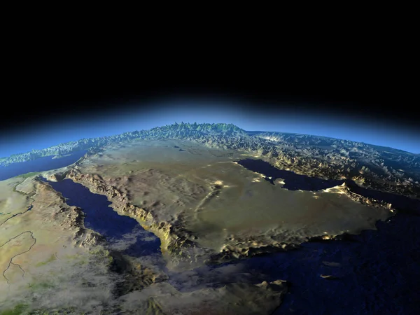 Peninsula Arabă din spațiu dimineața devreme — Fotografie, imagine de stoc