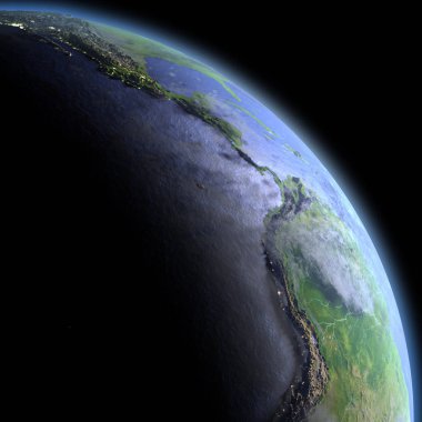 Şafakta uzaydan Doğu Pasifik