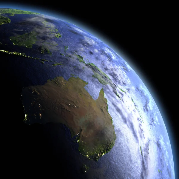 Austrália do espaço ao amanhecer — Fotografia de Stock