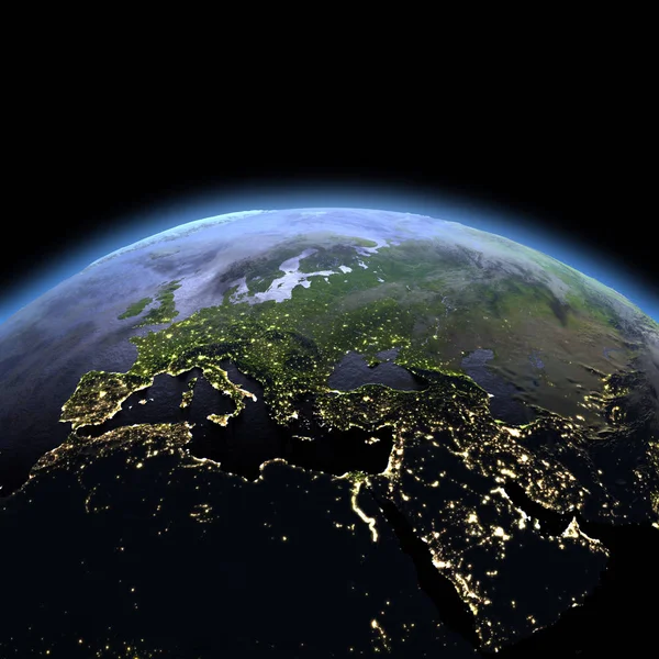 Regione EMEA dallo spazio all'alba — Foto Stock
