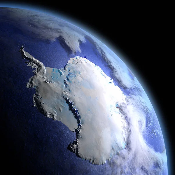 Antarctica from space at dawn — Stock Photo, Image