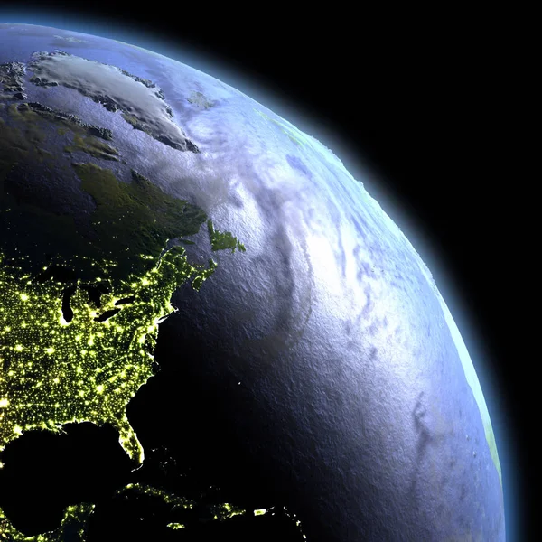 夜明けの宇宙からの北アメリカの東海岸 — ストック写真