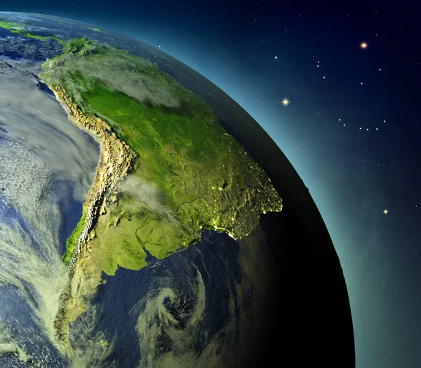 Güney Amerika topraklar yörüngeden — Stok fotoğraf
