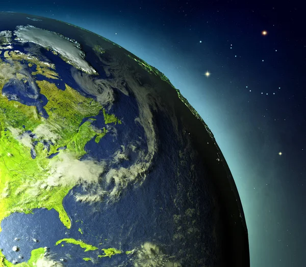 Восточное побережье Северной Америки с орбиты Земли — стоковое фото