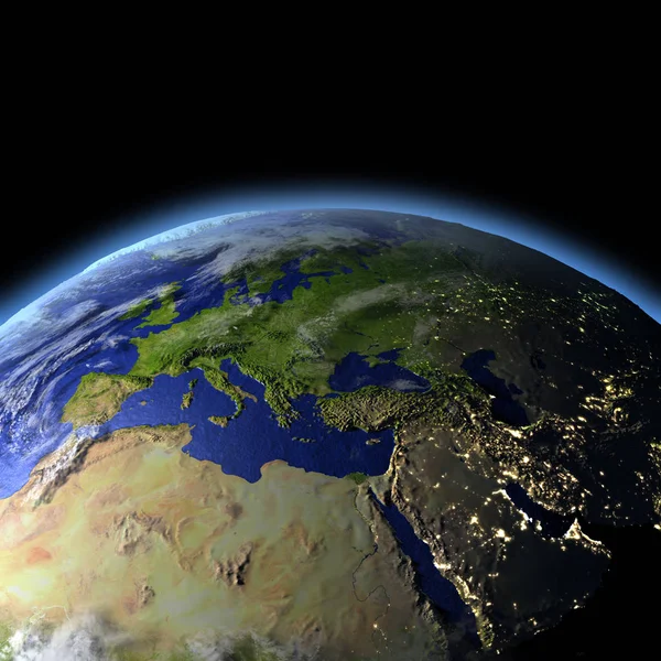 EMEA régióban az űrből — Stock Fotó