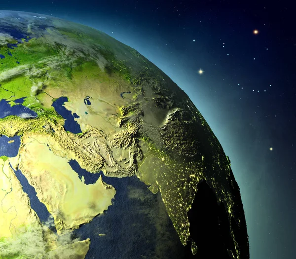 Közel-keleti Föld körüli pályáról — Stock Fotó