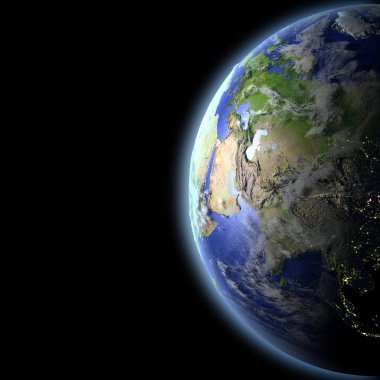 Akşam ışığı uzayda Orta Asya'dan