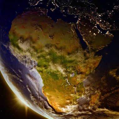 Günbatımı Afrika uzaydan yukarıda