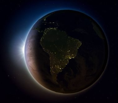 Güney Amerika gece uzaydan