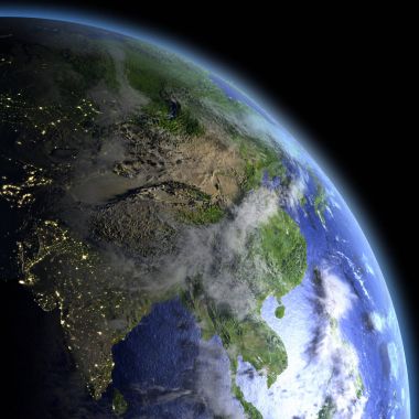 Güneydoğu Asya şafak uzaydan