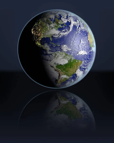 Globe tegenoverliggende Americas in donker — Stockfoto
